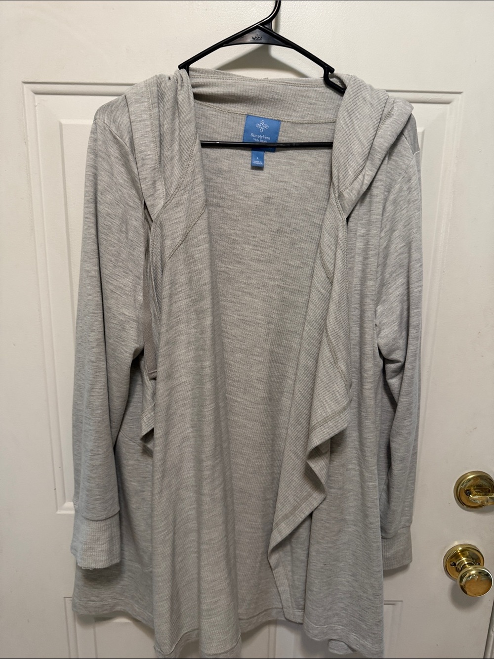 Simply Vera Vera Wang Heather Gray Hooded Open Draped Cardigan